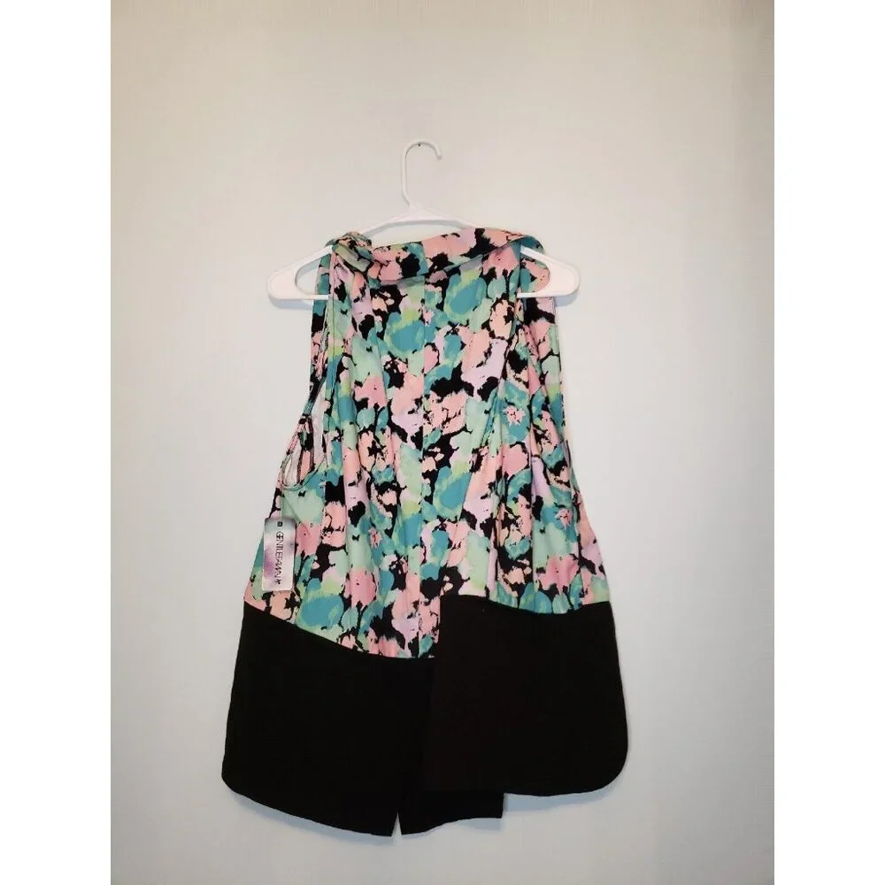 Gentle Fawn Womens M Rochester Vest Black Open Front Watercolor Abstract NWT $90 - Picture 2 of 8